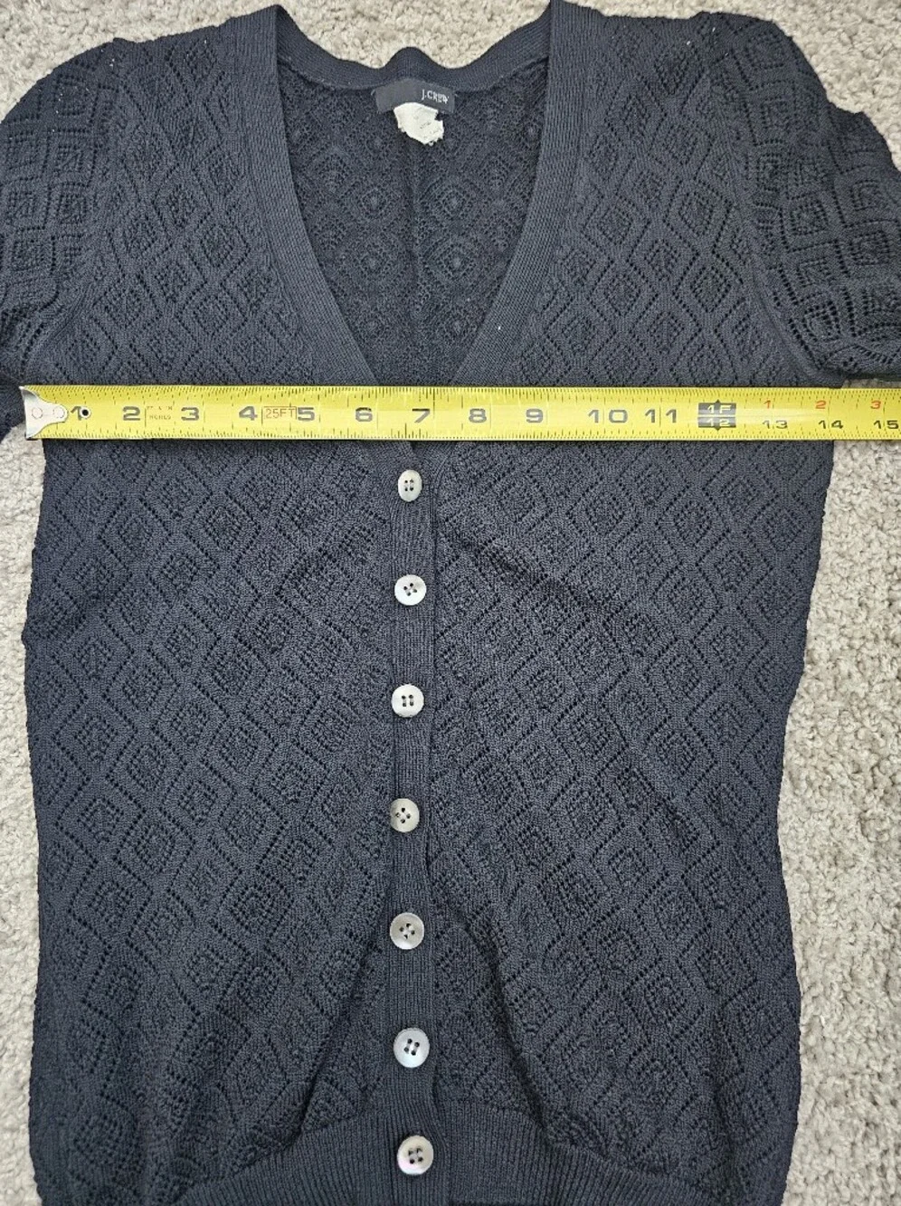 J.CREW Womens Black V-Neck Button Front Lightweight Knit Cardigan XS